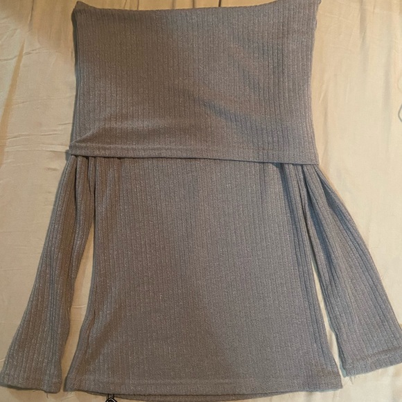 Zaful Fold-over Off Shoulder Ribbed Slim Sweater - Picture 3 of 4